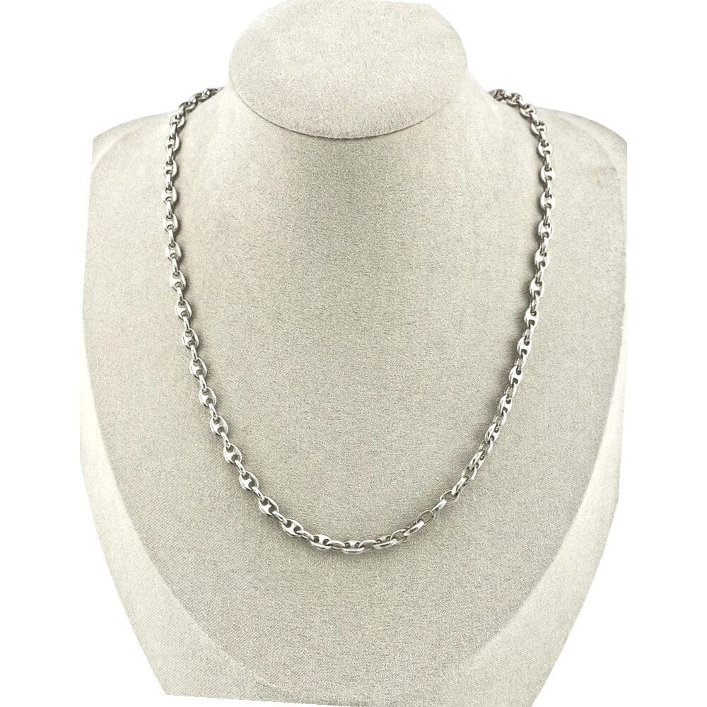 Vintage Sterling Silver Mariner Anchor Link Chain Necklace 18 In 18.5g